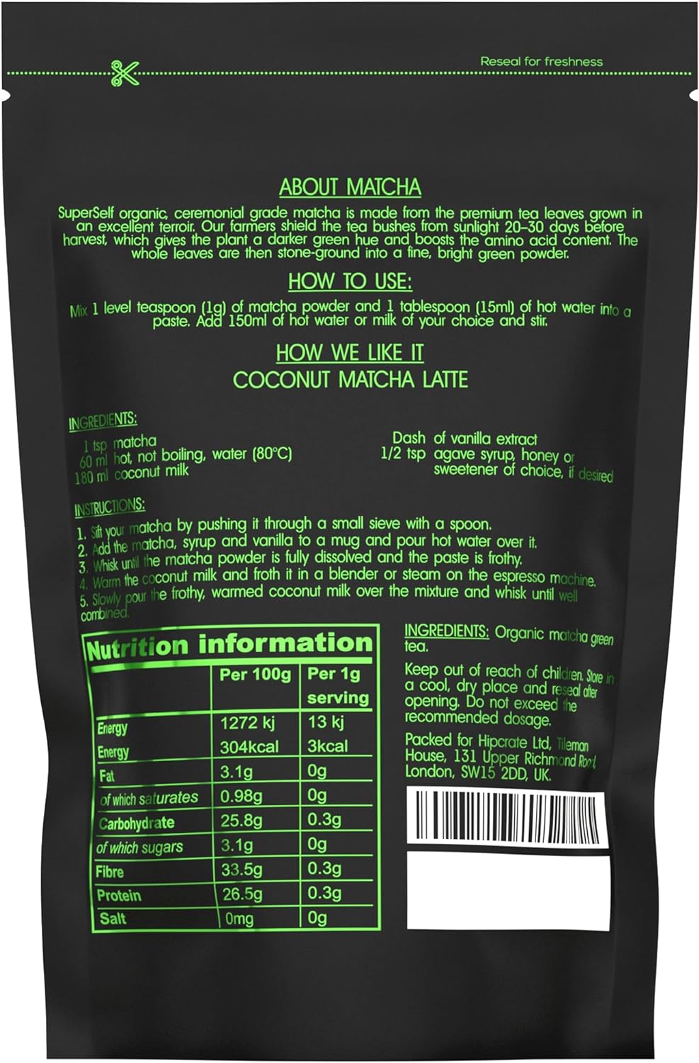 Organic Matcha Green Tea Powder - Ceremonial Grade - 120g (120 servings) - Premium Matcha Tea Powder