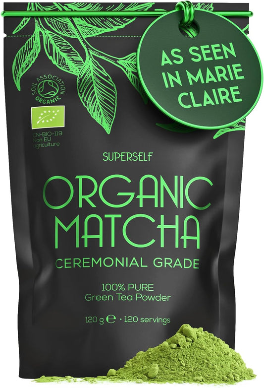 Organic Matcha Green Tea Powder - Ceremonial Grade - 120g (120 servings) - Premium Matcha Tea Powder
